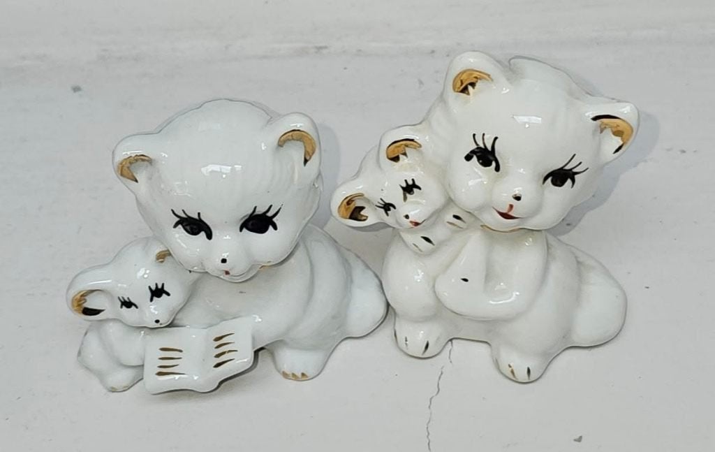 2 kleine katten beeldjes wit prijs tekst, Ophalen, Gebruikt, Hond of Kat, Beeldje of Figuurtje