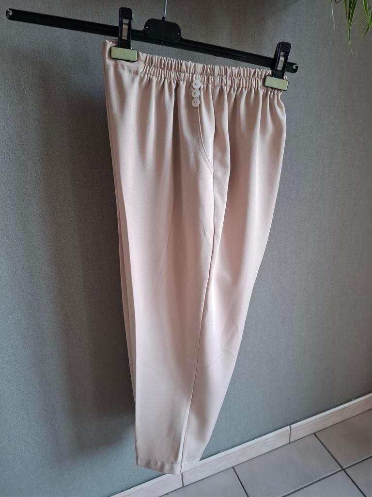 Geklede broek met rekker ,3/4  ,mt 46,beige, Ophalen of Verzenden