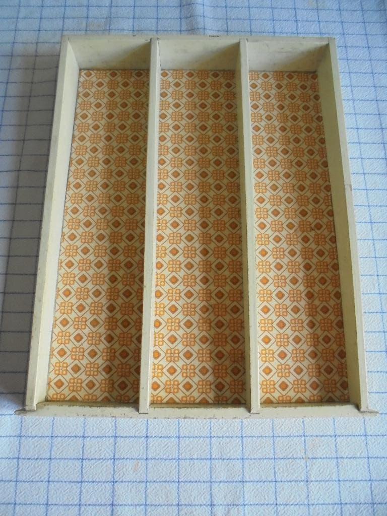 Houten vintage bestekbak voor schuif jaren 50-60, Ophalen of Verzenden