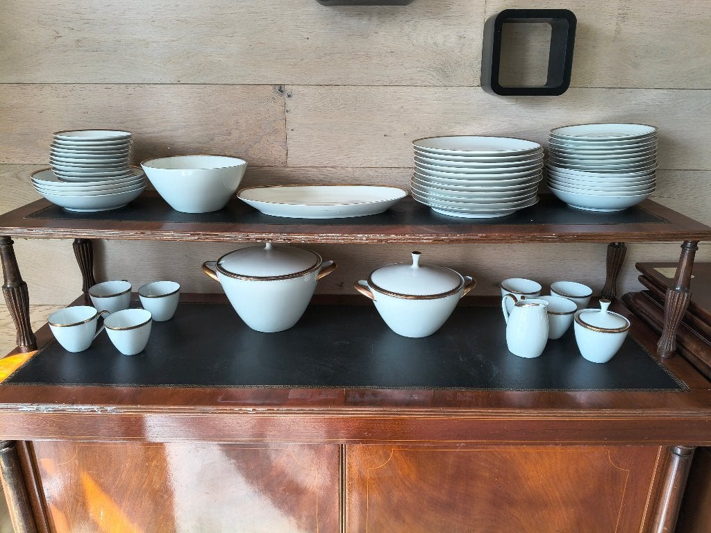 service porcelaine bords dorés années 1950, Service complet, Enlèvement, Utilisé, Classique