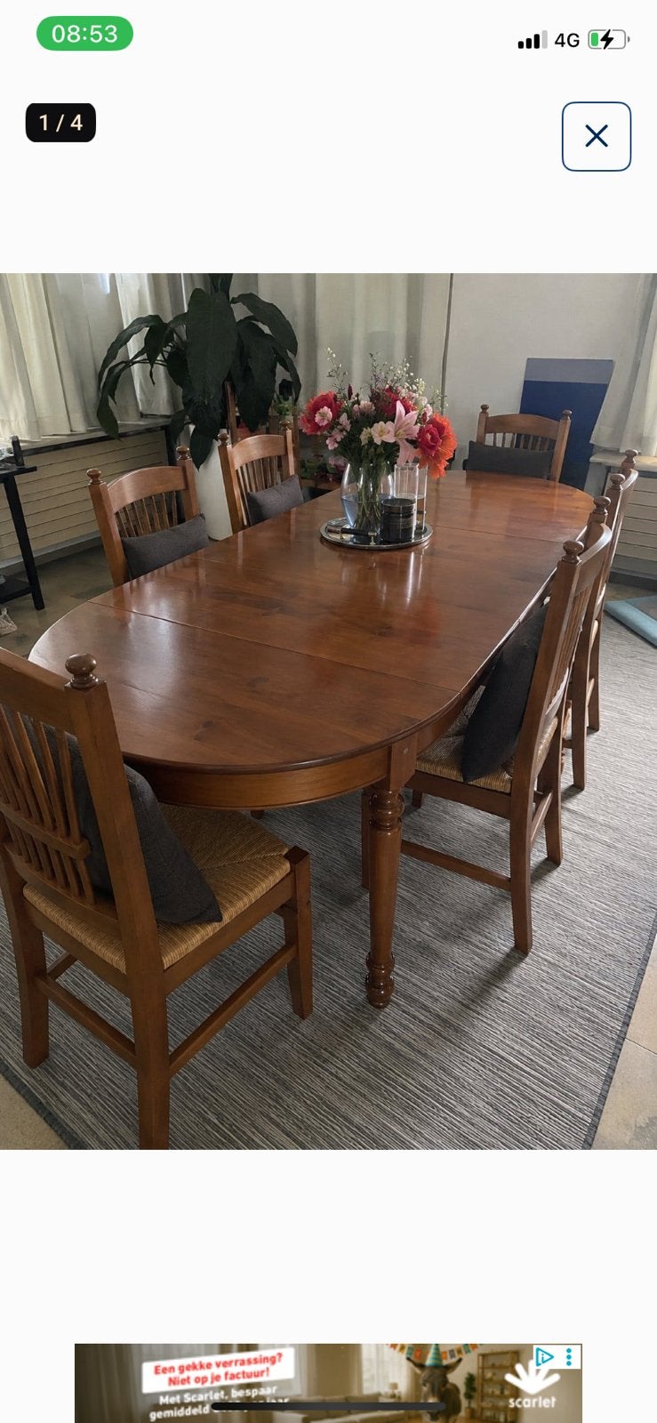 Table de salle à manger en cerisier massif, Maison & Meubles, Enlèvement ou Envoi, Comme neuf