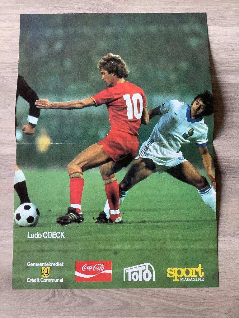Poster Ludo Coeck bij Rode Duivels, Ophalen of Verzenden, Zo goed als nieuw, Poster, Plaatje of Sticker