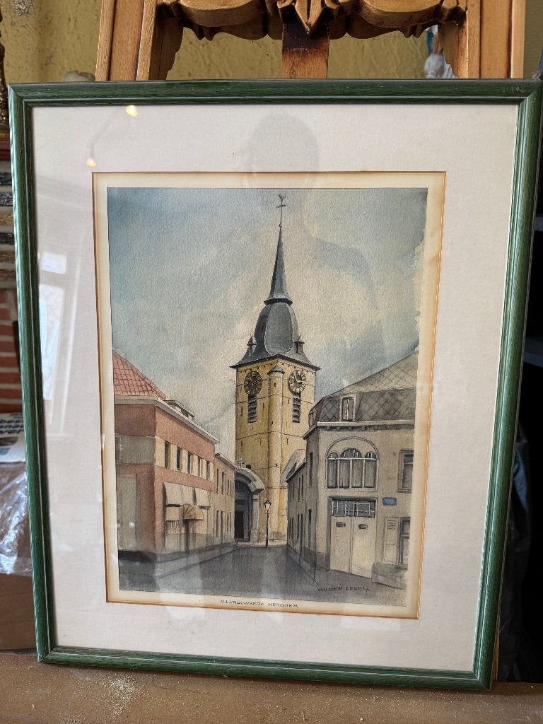 Schilderij kerk, Antiek en Kunst, Ophalen