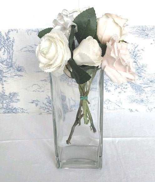 Élégant vase en verre rectangulaire transparent design, Convient pour fleurs séchées, Verre, Utilisé, 22 cm