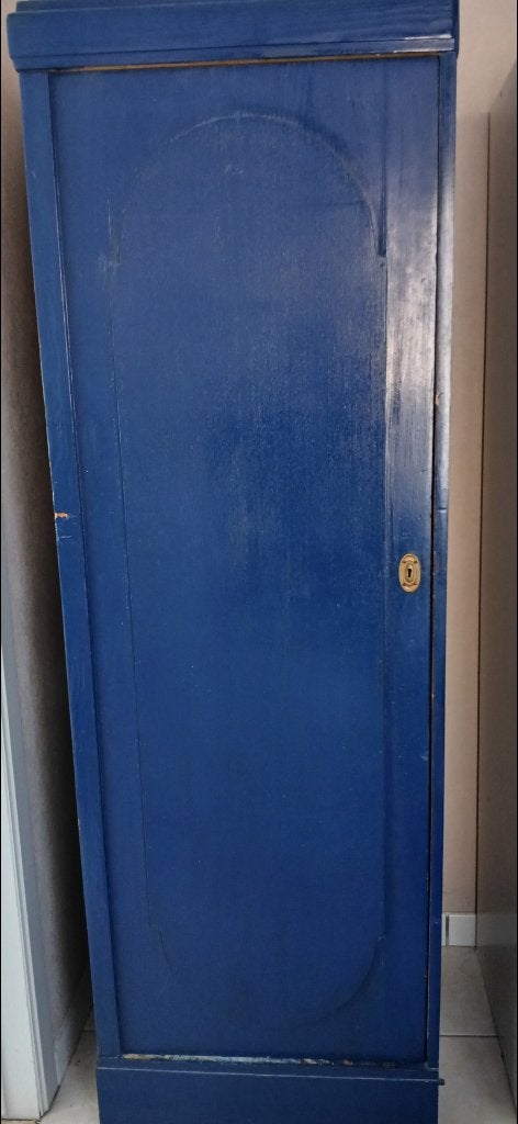 Blauwe houten kast, Ophalen, 50 tot 100 cm, Classic, 150 tot 200 cm