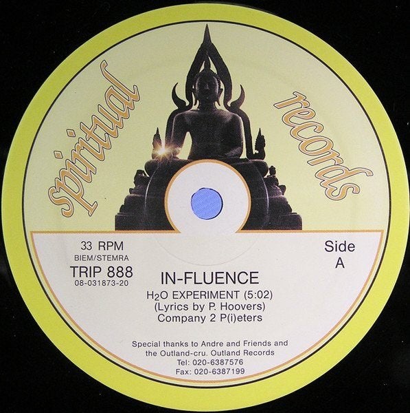 In-Fluence - H2O Experiment, Cd's en Dvd's, Vinyl | Dance en House, Gebruikt, Techno, 12 inch, Ophalen of Verzenden
