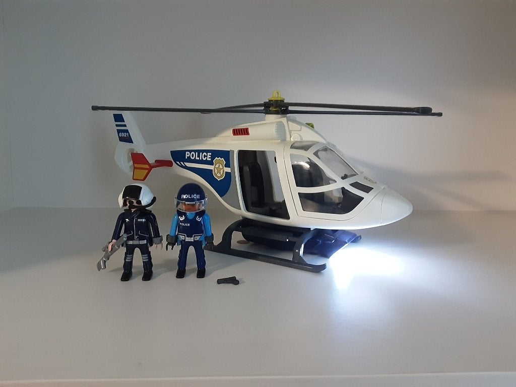 Hélicoptère de police PlayMobil avec projecteur - complet, Enlèvement ou Envoi, Comme neuf, Kit complet, Véhicule