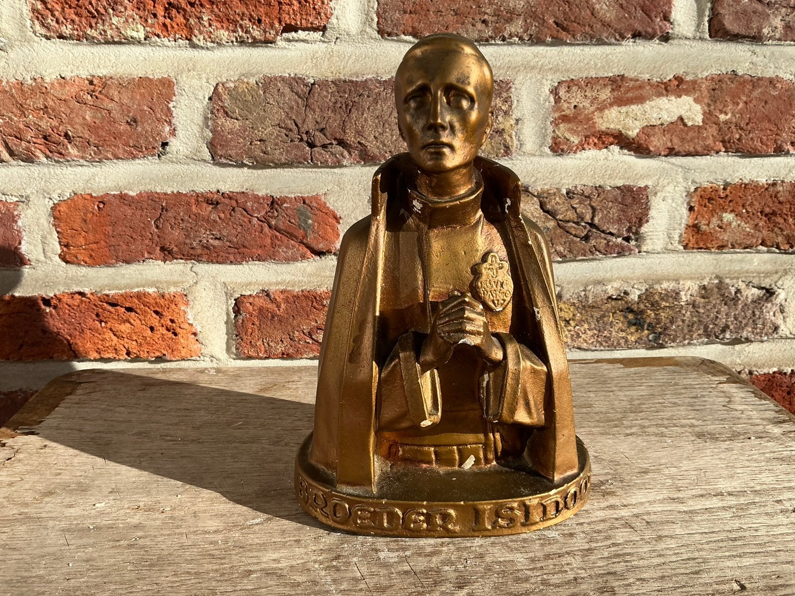 Broeder Isidoor (verguld) hoogte 18 cm., Ophalen of Verzenden