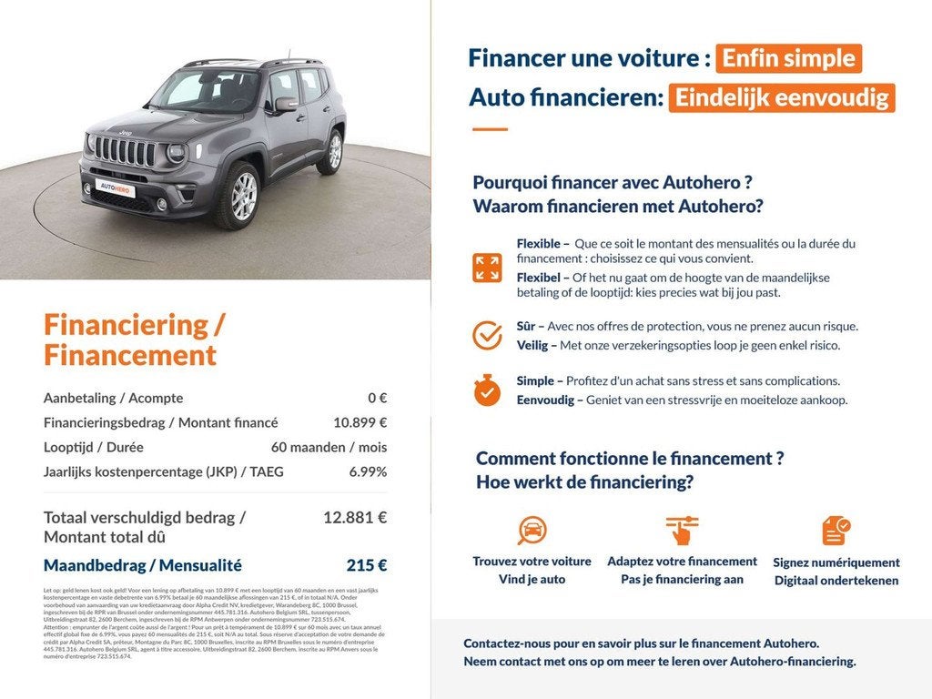 Jeep Renegade 1.0 TGDi Limited 4x2 (bj 2019), Auto's, Voorwielaandrijving, Stof, Gebruikt, https://public.car-pass.be/vhr/247a5e64-c27e-4b8b-a5f0-3f31cd78301f