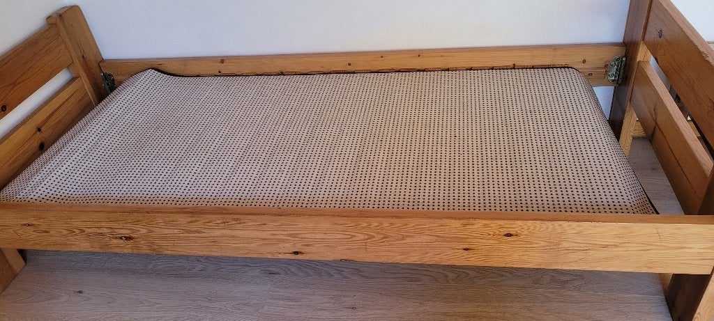 1 pers bed, Ophalen, Beige, 190 cm of minder, 80 cm