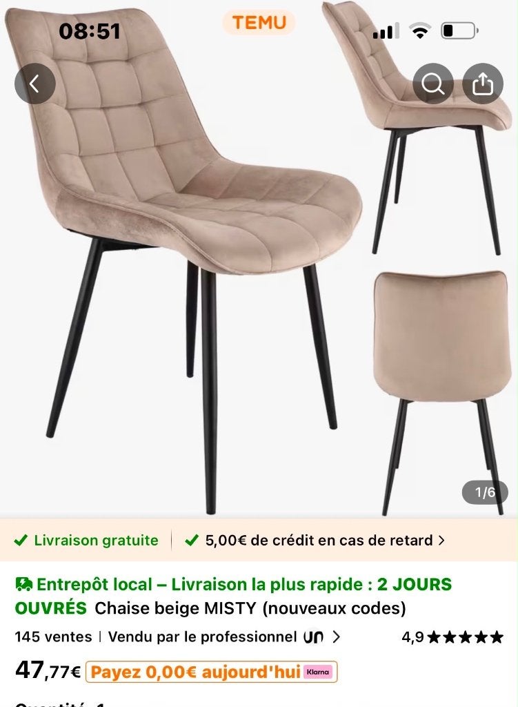 Chaises de salla à manger, Maison & Meubles, Chaises, Gris, Enlèvement, Métal, Cinq, Six Chaises ou plus