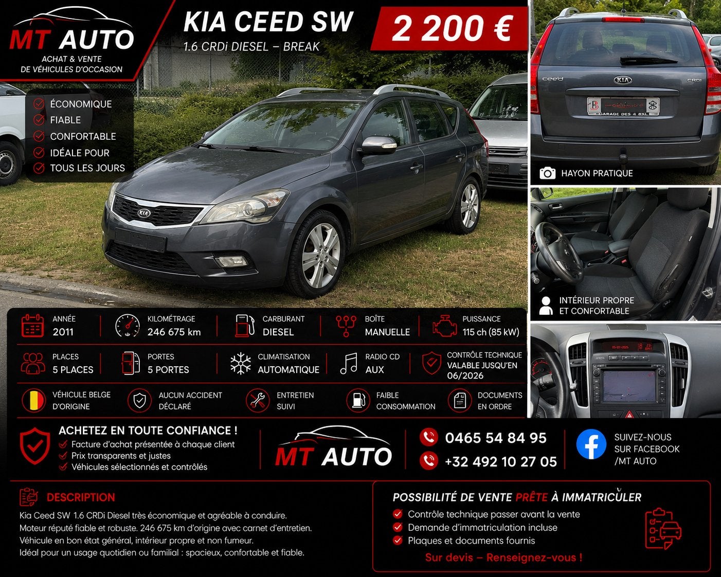 Kia ceed sw, Autos, Argent ou Gris, Entreprise, Boîte manuelle, Android Auto