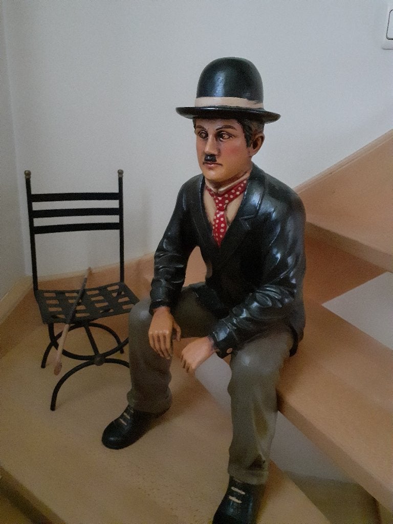 Mooi houten beeld van Charlie Chaplin, Huis en Inrichting, Ophalen, Zo goed als nieuw, Hout