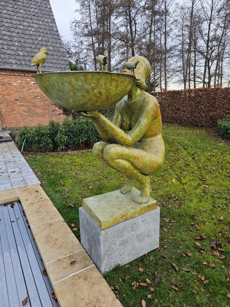 BRONZEN ART-DECO DAME NAAKT, ALS FONTEIN TOPBRONS TOPPRIJS!, Tuin en Terras, Ophalen of Verzenden, Nieuw, Overige materialen, Fontein