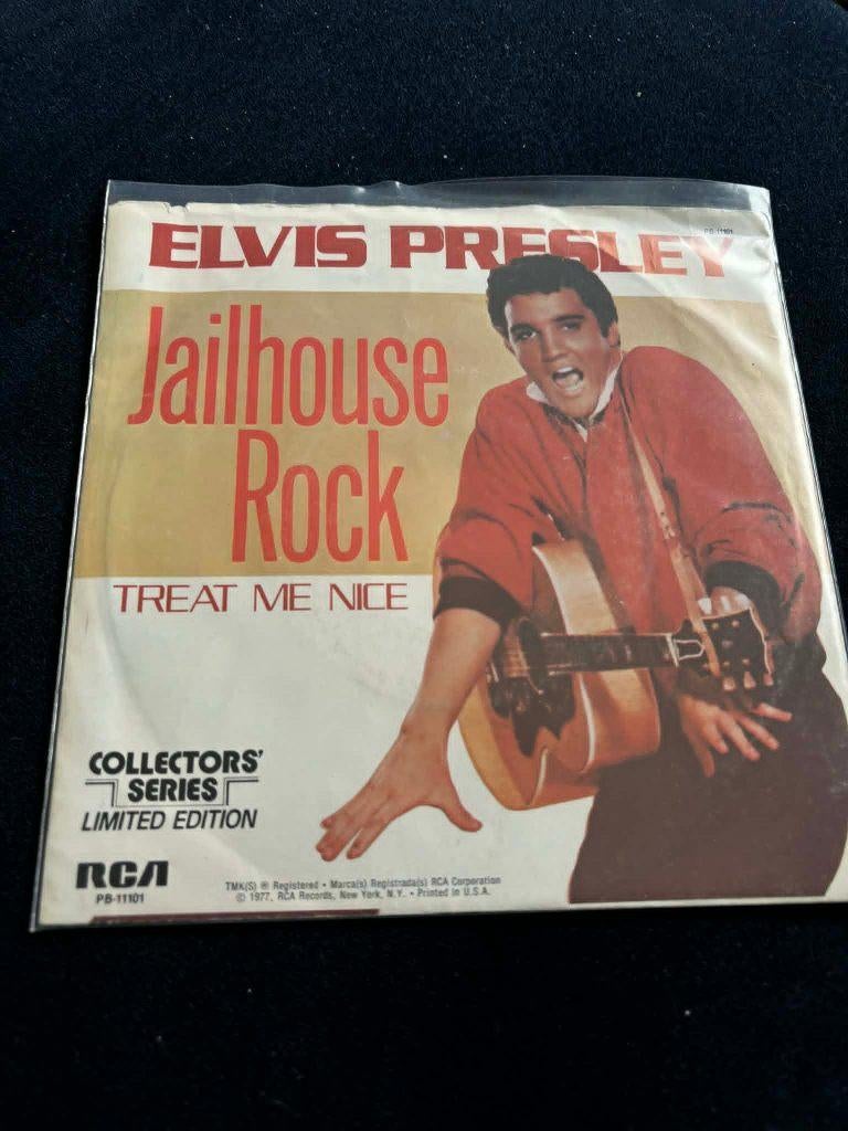 Elvis single Jailhouse rock/treat me nice. USA persing,black, Cd's en Dvd's, Vinyl Singles, 7 inch, Single, Ophalen of Verzenden