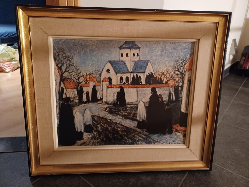 Reproductie schilderij Servaes Eerste Communie in kader, Antiek en Kunst, Ophalen