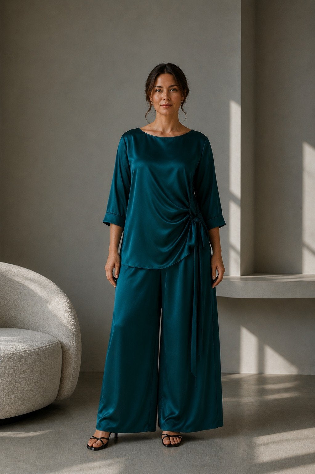 Dames satijnen set smaragd XL nieuw met label, Kleding | Dames, Jasjes, Kostuums en Pakken, Kostuum of Pak, Maat 46/48 (XL) of groter
