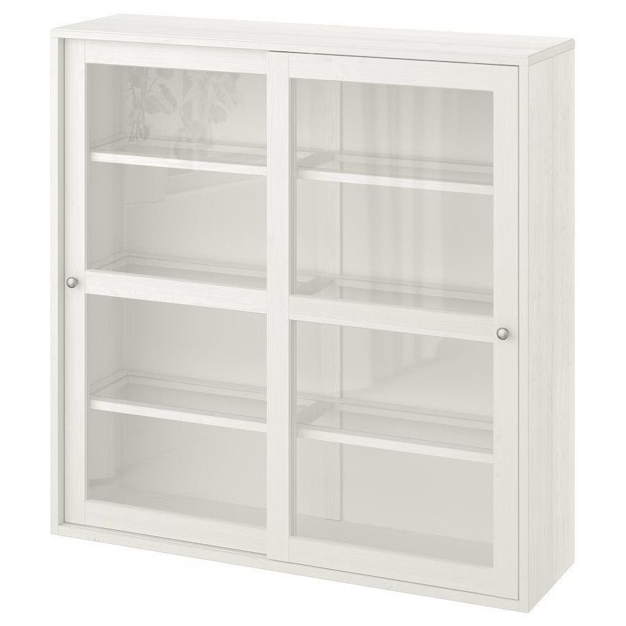 Ikea HAVSTA Vitrinekast, wit, 121x35x123 cm, Huis en Inrichting, Ophalen, 100 tot 150 cm, 100 tot 150 cm, 25 tot 50 cm