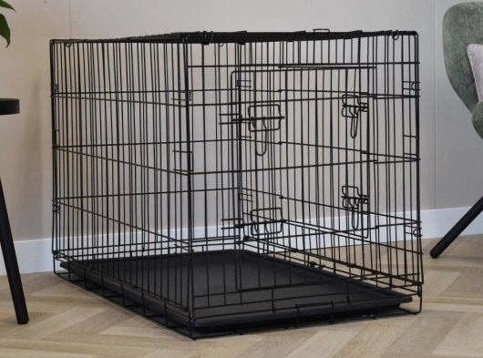 Zwarte metalen hondenbench, Dieren en Toebehoren, Ophalen, Gebruikt