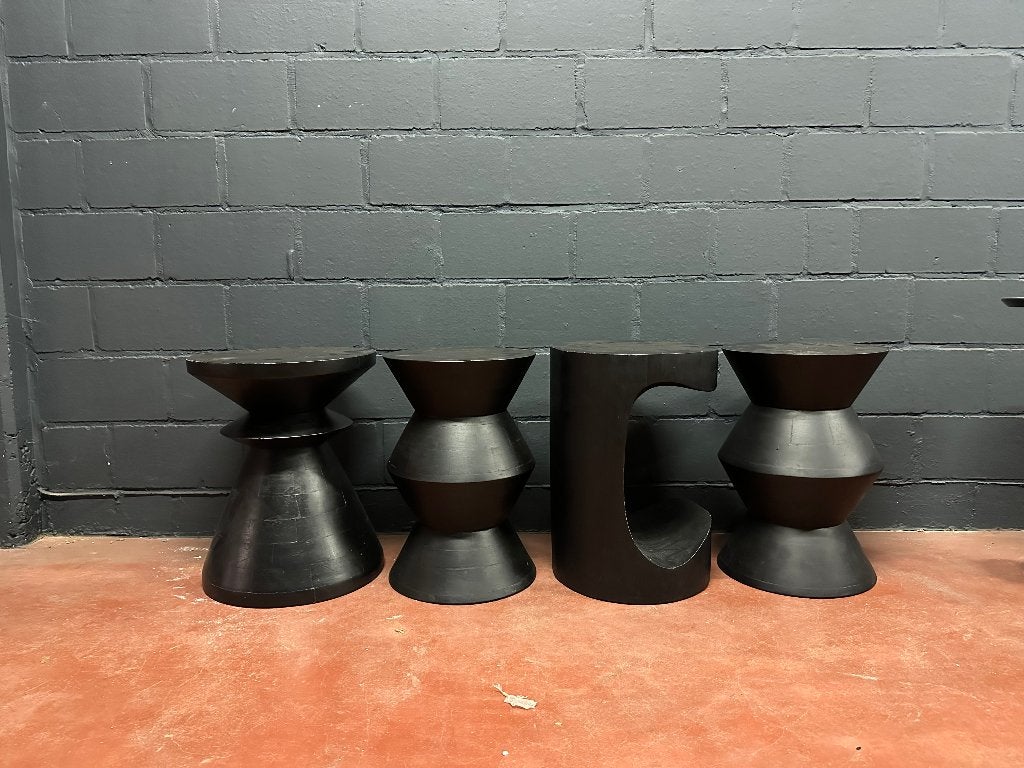 Set 4x zwarte bijzettafels, Huis en Inrichting, Minder dan 55 cm, Gebruikt, Overige vormen, Hout