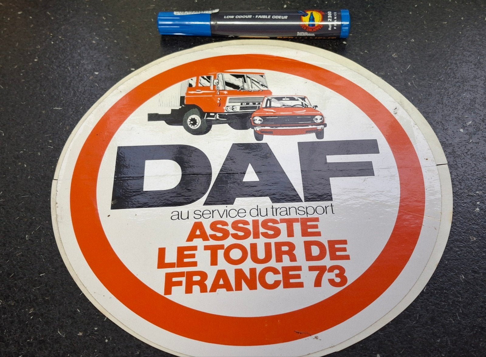 grote sticker Truck DAF wielrennenTour de France 1973, Ophalen of Verzenden, Zo goed als nieuw, Auto of Motor