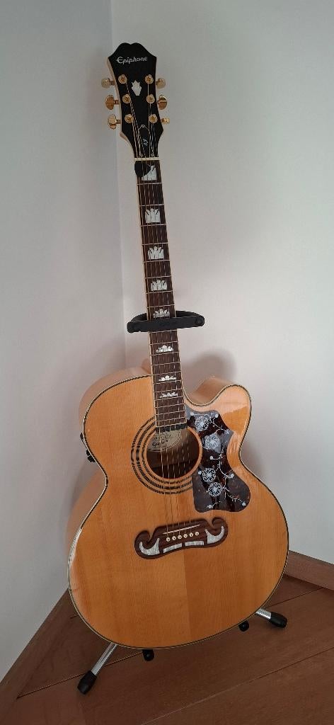 Epiphone EJ 200 CE Jumbo akoestische Gitaar Naturel Mint !!, Ophalen of Verzenden, Zo goed als nieuw, Western- of Steelstringgitaar