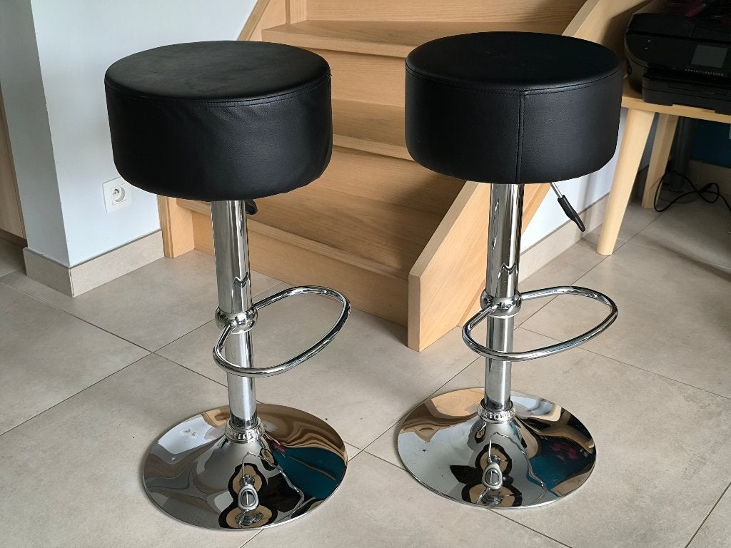 2 x chaise de bar/tabouret de bar réglable en hauteur, 2 tabourets, Enlèvement, Utilisé, Cuir