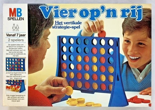 MB Vier op 'n rij Vintage 1975 Strategie Spel bordspel, Een of twee spelers, Verzenden, Zo goed als nieuw, MB spelen