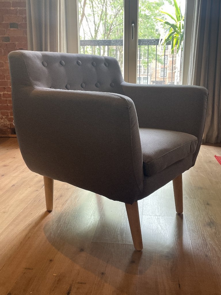 Set van 2 moderne fauteuils / loungestoelen - goede staat, Huis en Inrichting, Fauteuils, Ophalen, Gebruikt, Minder dan 75 cm