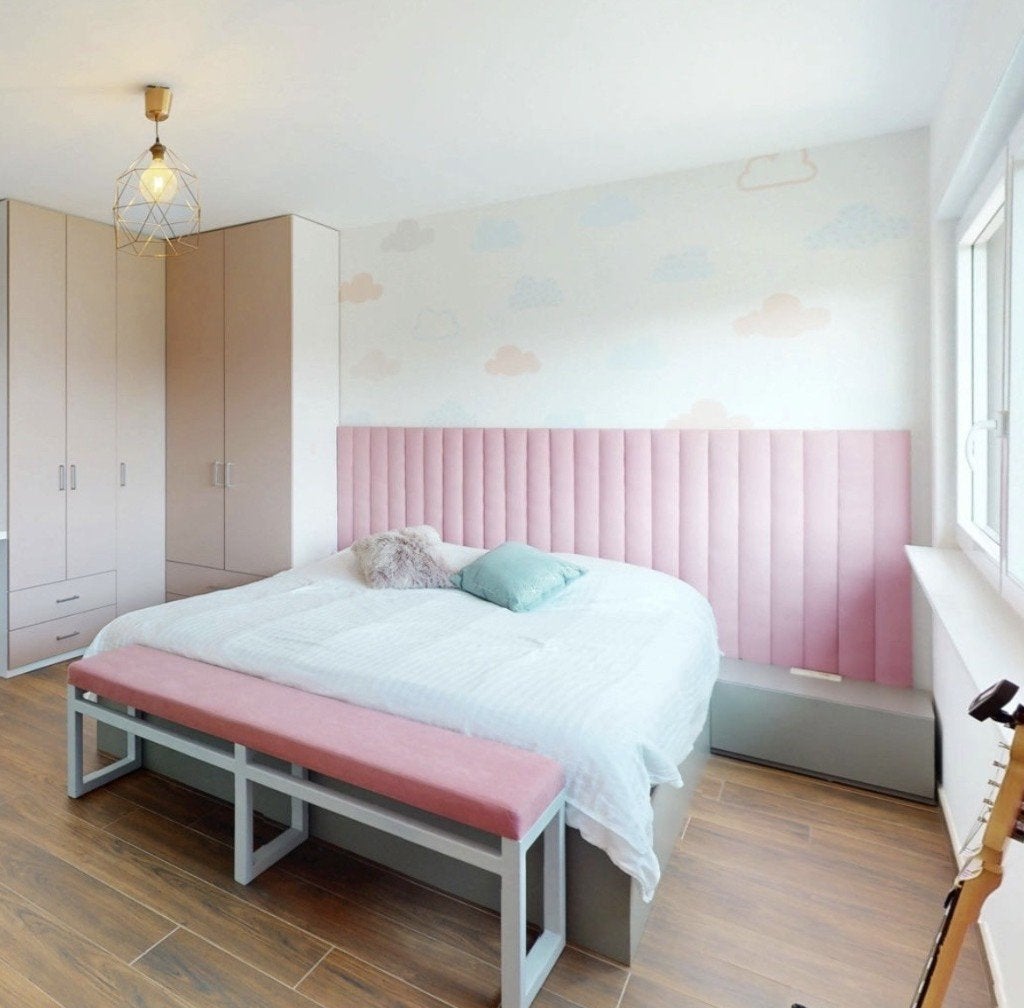 Compleet bed met nachtkastje & hoofdwand, Ophalen, Overige materialen, Tweepersoons, Zo goed als nieuw