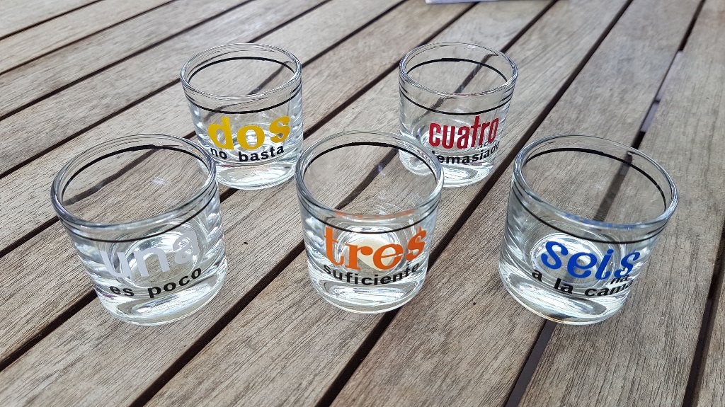 Lot 5 petits verres à goutte 30 ml, Enlèvement ou Envoi, Utilisé, Verre, Verre ou Verres