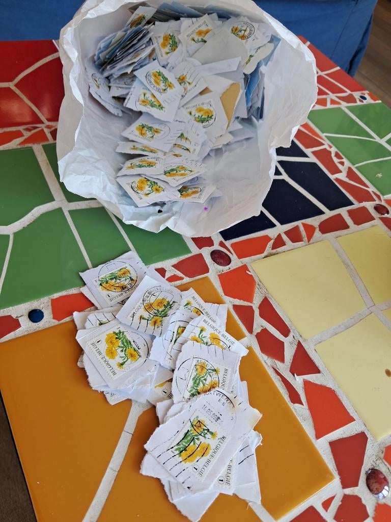 Lot met allemaal gelijke Belgische postzegels met stinkers, Ophalen of Verzenden