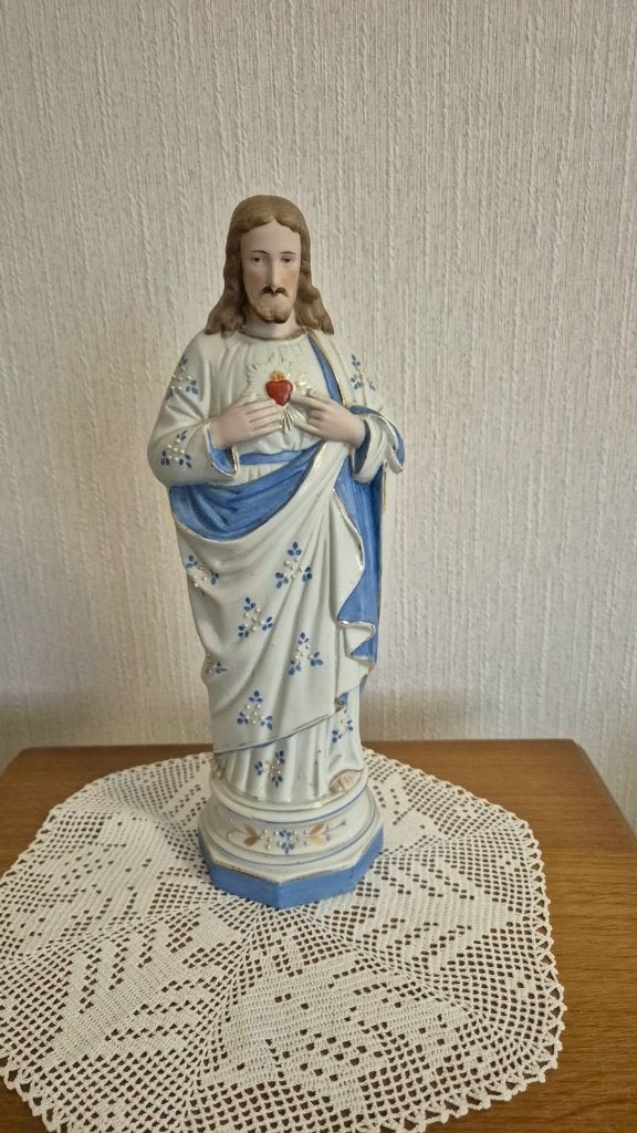 Antiek Porseleinen Beeld – Heilig Hart van Jezus, Antiquités & Art, Enlèvement