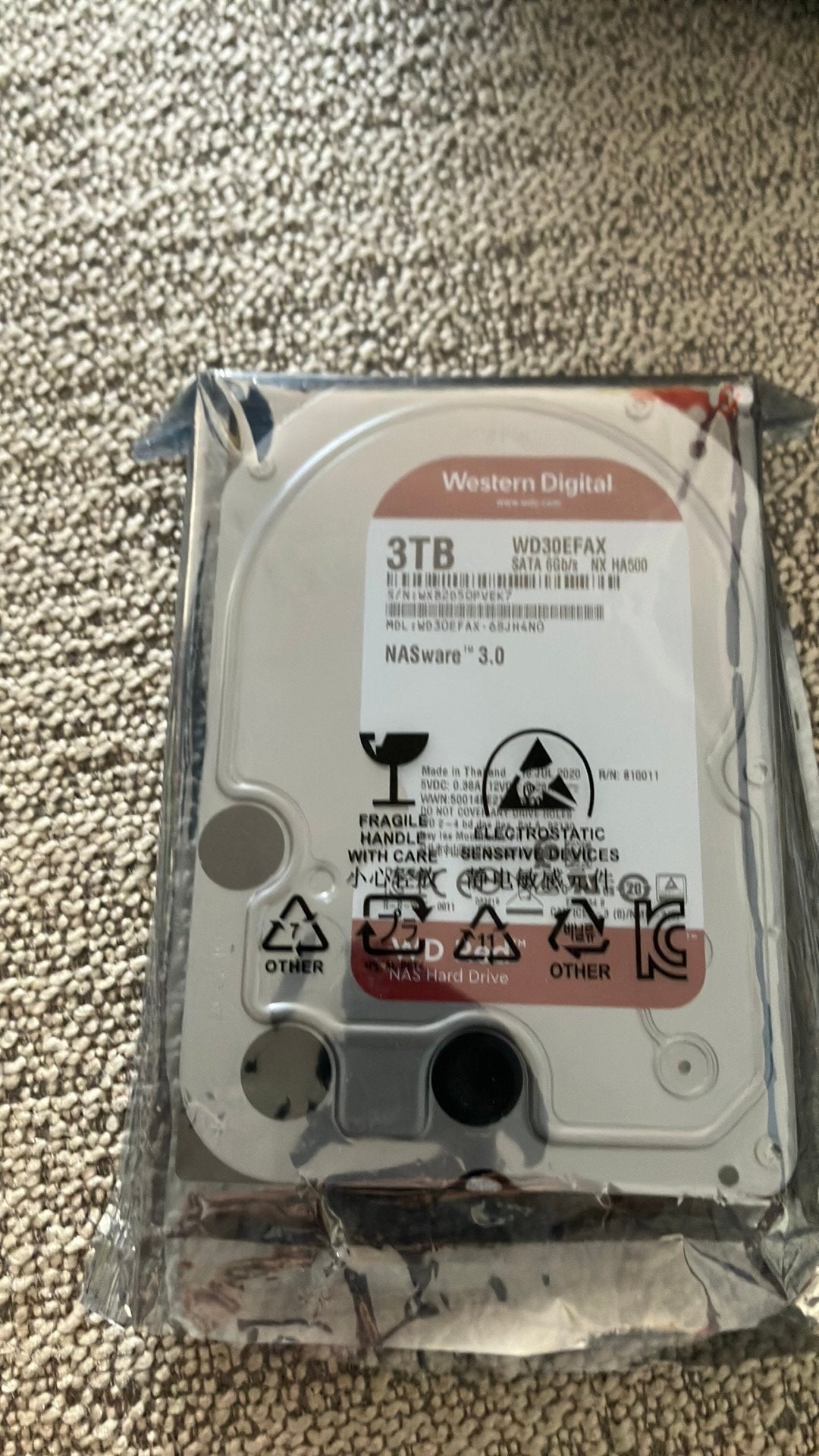 WD Red 3TB UNUSED, Computers en Software, Harde schijven, Ophalen, Intern, Server, Refurbished
