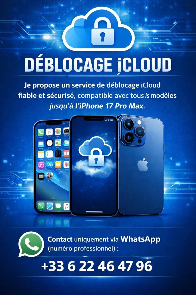 Déblocage iCloud sur iPhone, Enlèvement ou Envoi, Neuf