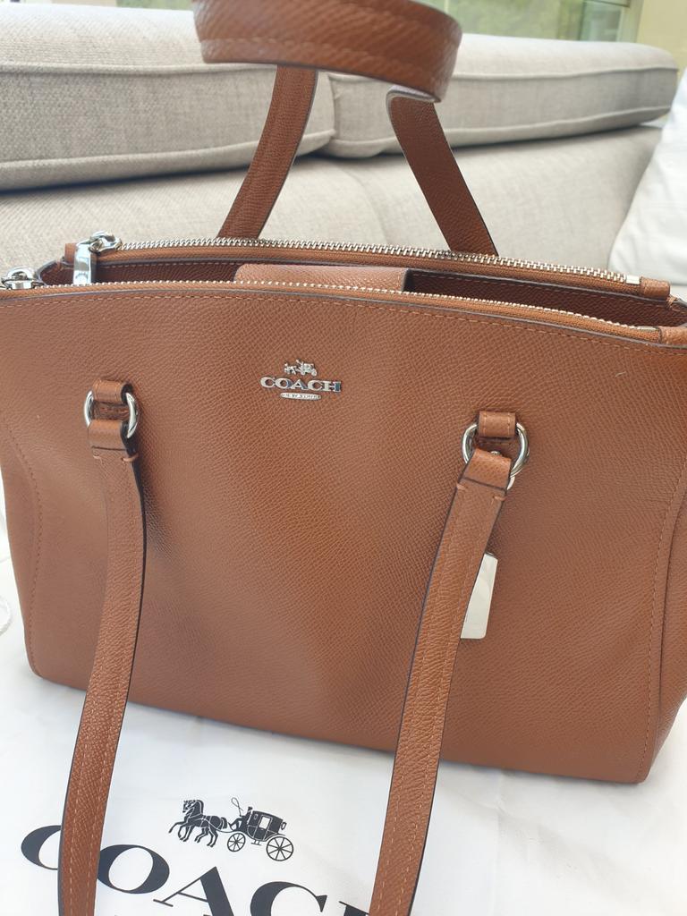 Handtas leder coach, Ophalen, Bruin, Handtas