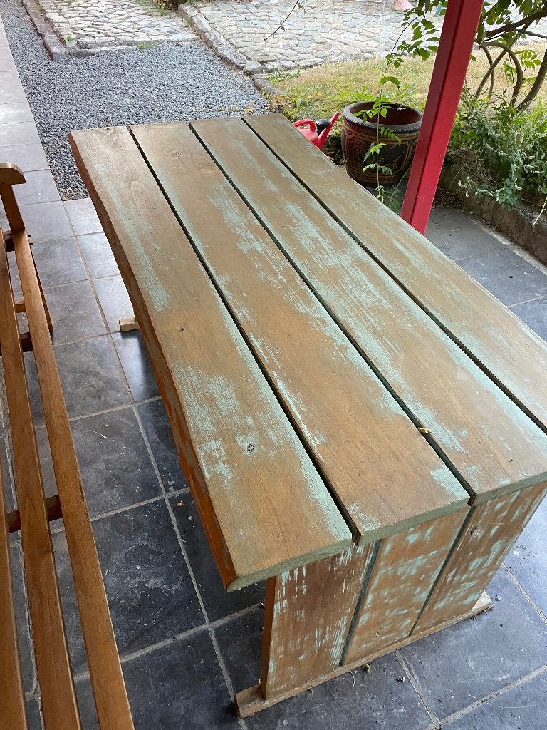 Tuintafel, Tuin en Terras, Ophalen, Gebruikt, Rechthoekig, Hout