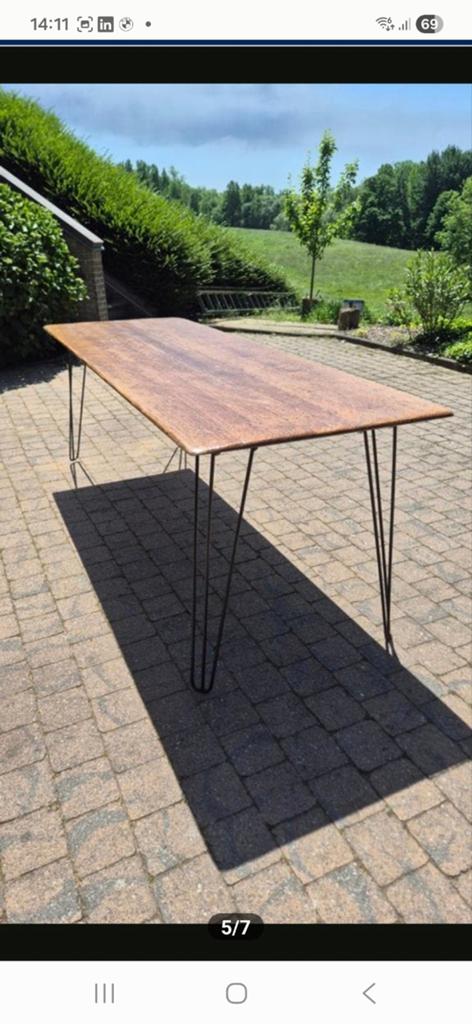 Table design vintage 220x80 cm, chêne massif, super élégante, Enlèvement