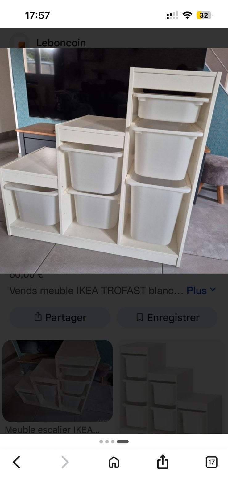 Ideal chambre jeune - IKEA meuble blanc Trofast démonté, Enfants & Bébés, Enlèvement, Utilisé