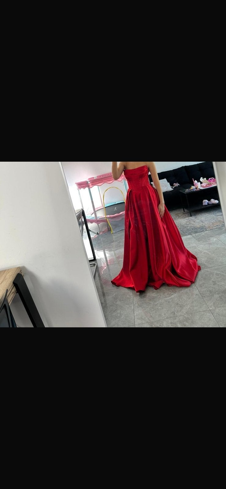 Robe de soirée rouge taille 34 portée une fois., Rouge, Enlèvement ou Envoi, Robe de cocktail, Comme neuf