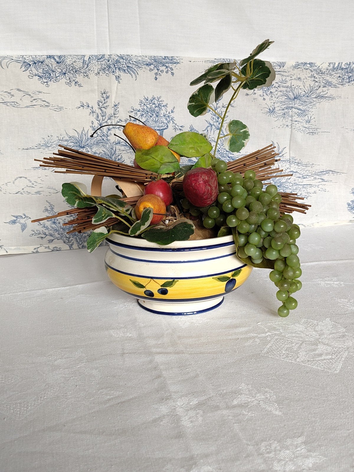 Cache-pot céramique et composition de fruits artificiels, 35 cm, Intérieur, Plante artificielle, Autres marques
