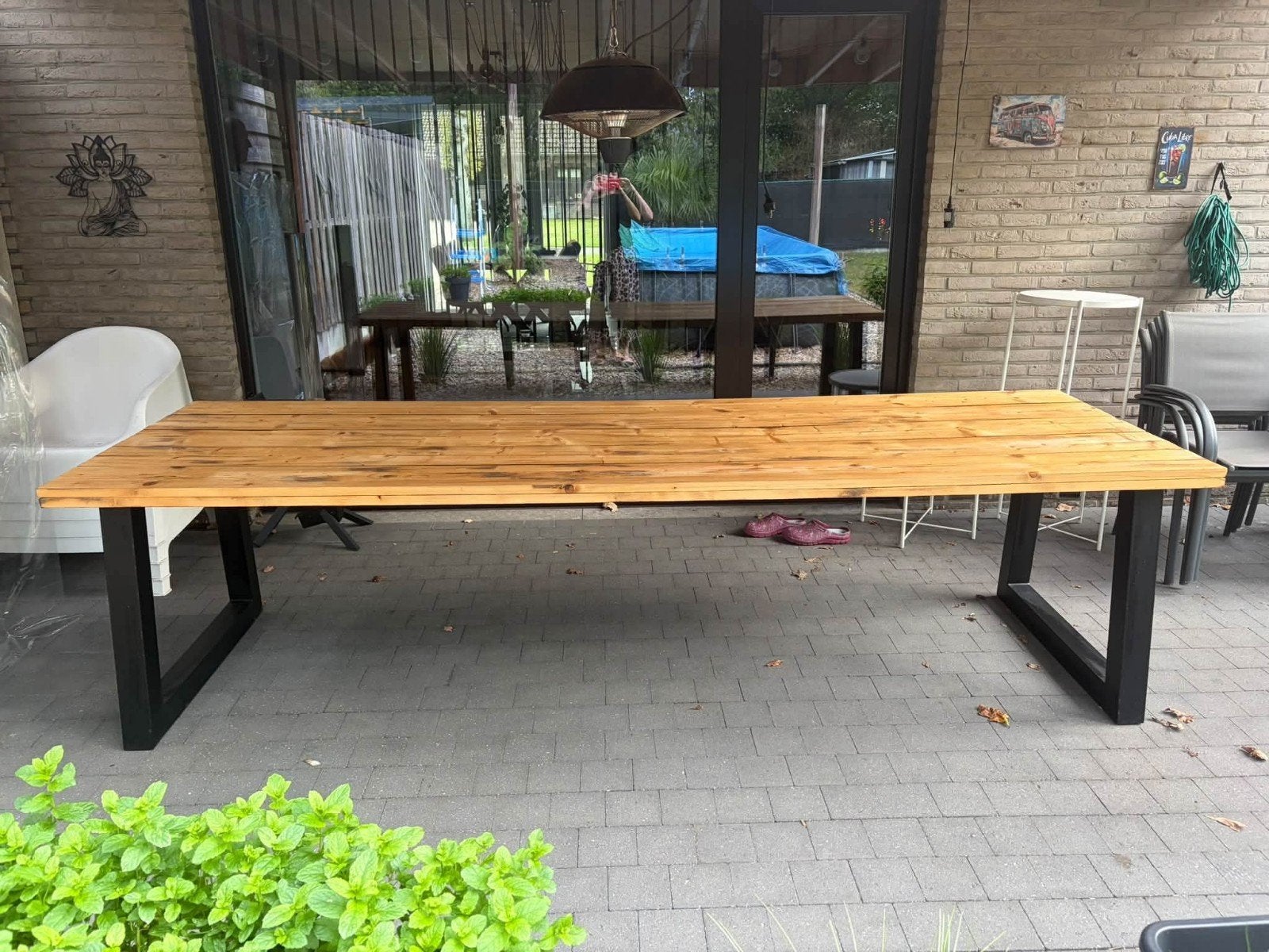 Houten tafel, Tuin en Terras, Ophalen, Zo goed als nieuw, Hout