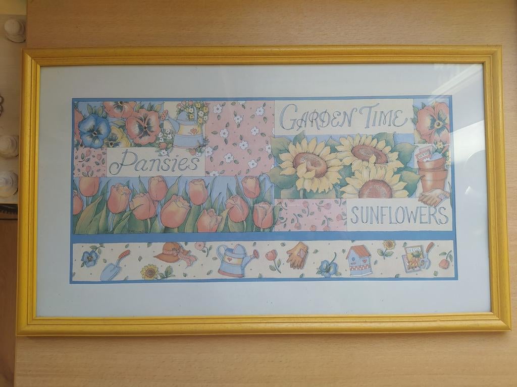 Kader met bloemen en kruiden
(Achter glas), Huis en Inrichting, Ophalen of Verzenden