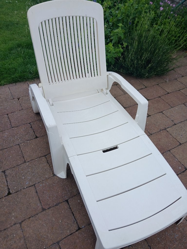 Transat Grofilex blanc, Jardin & Terrasse, Chaises longues, Enlèvement, Utilisé, Plastique, Réglable