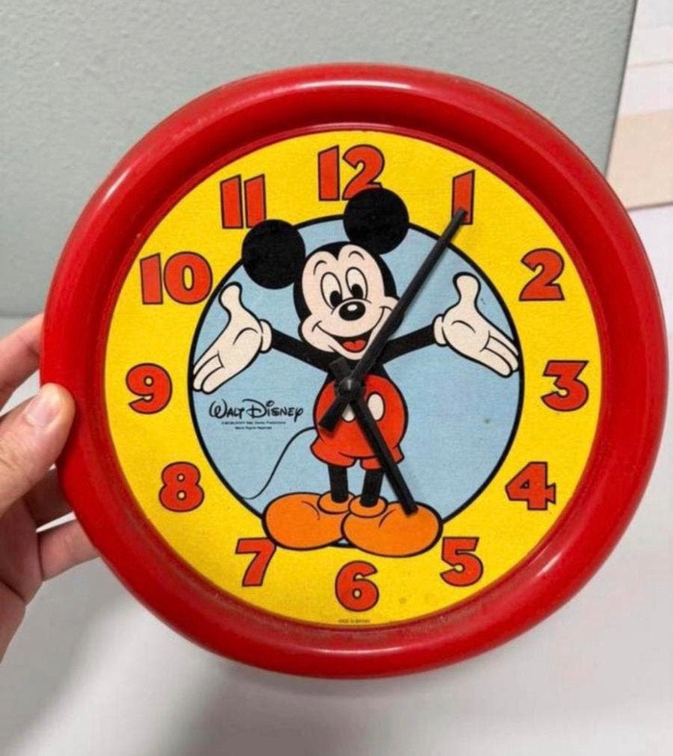 Vintage Disney Mickey Mouse Klok 1990 Zeldzaam Verzamelitem, Ophalen of Verzenden, Mickey Mouse, Zo goed als nieuw