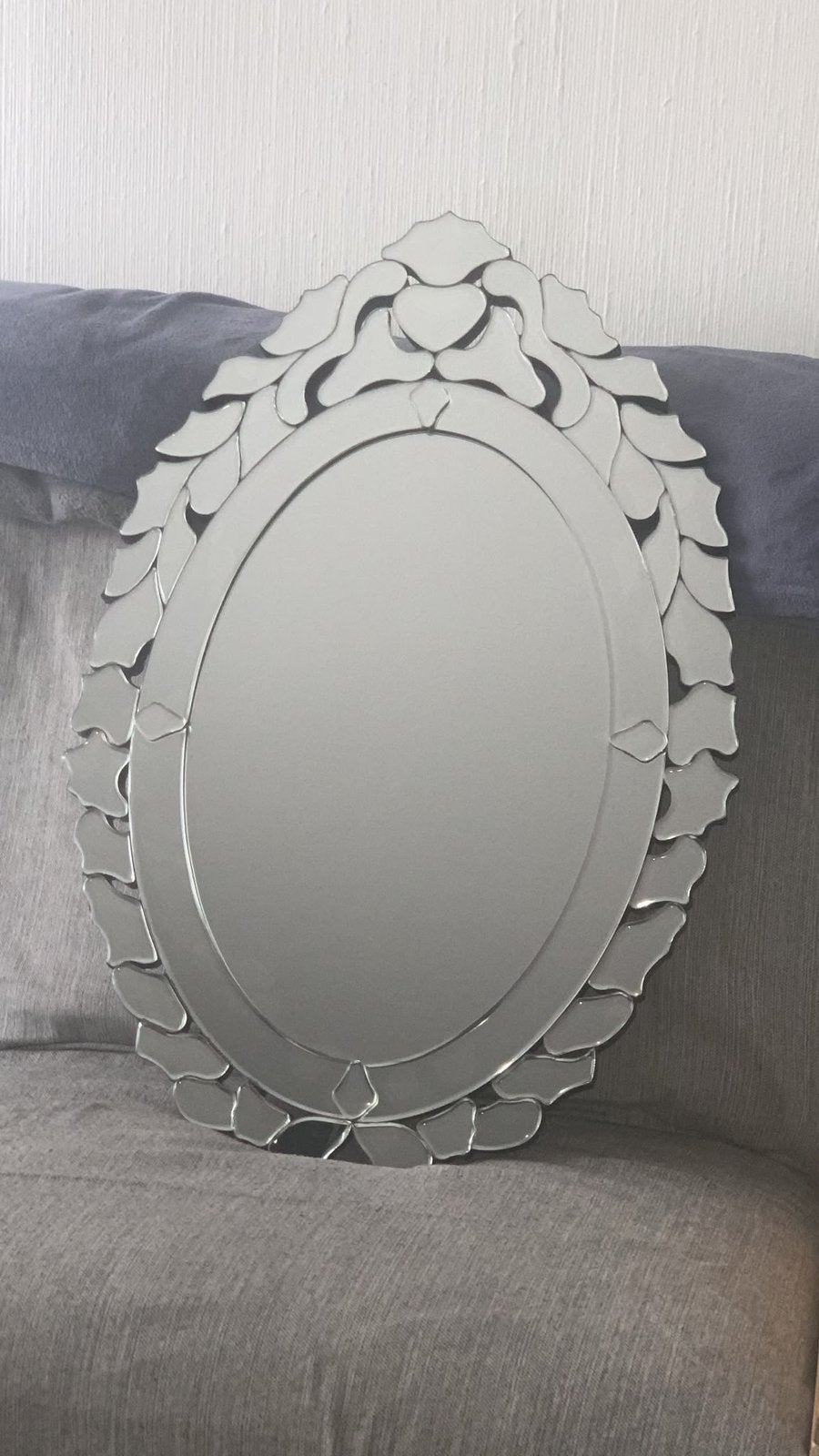 Beau miroir en verre transparent avec cadre élégant, Enlèvement, Ovale, 50 à 100 cm, Moins de 100 cm
