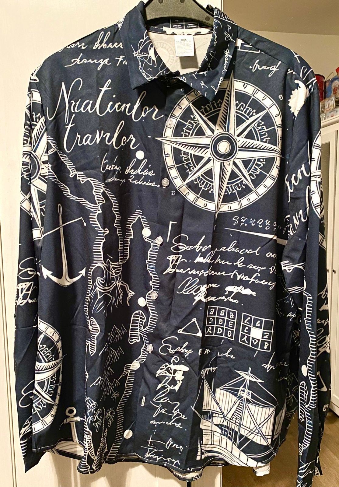 Herenhemd xxL Marineblauw/wit 👔⚓️, Kleding | Heren, Overhemden, Ophalen of Verzenden, Nieuw, Blauw