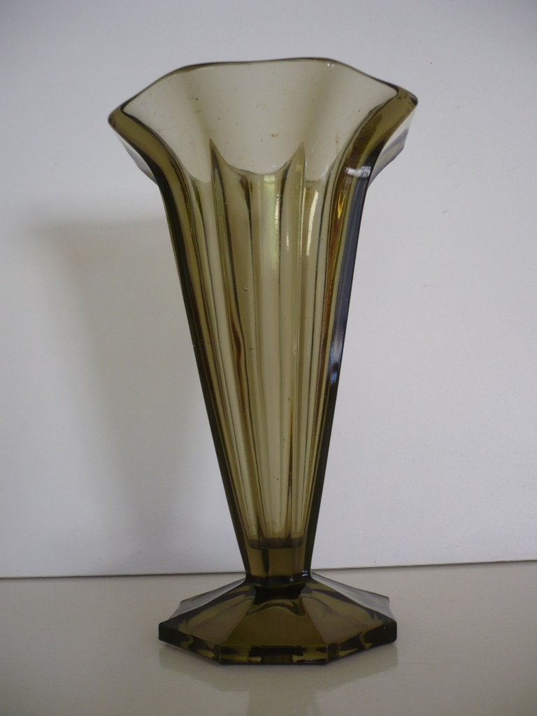 Art Deco vaas glas fumé ( zwart), Ophalen of Verzenden