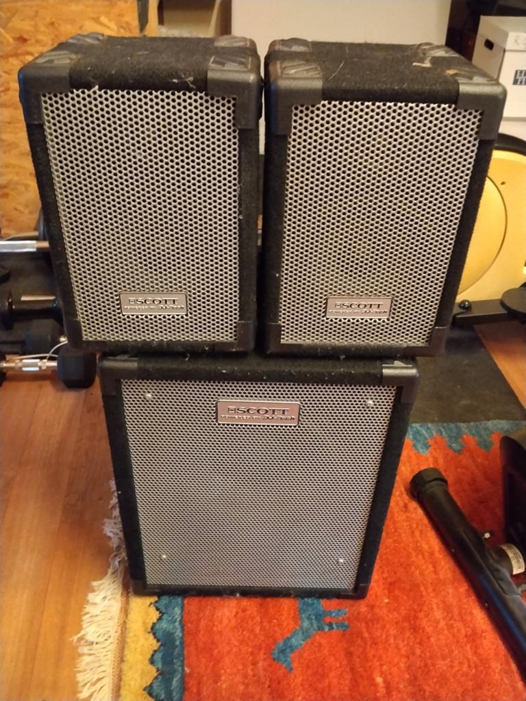 Scott subwoofer 260 watt + 2 speakers 60w elk + bedrading, Ophalen