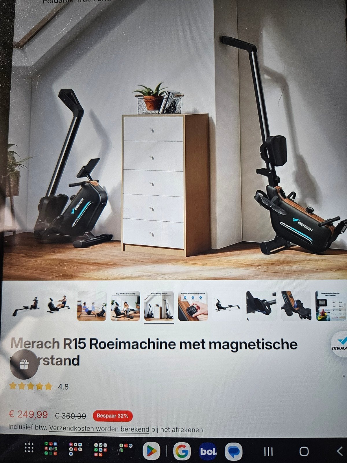 merach roeimachine, Ophalen, Armen, Roeitrainer, Nieuw